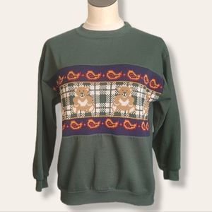 Vintage 80s Green Teddy Bear Sweatshirt